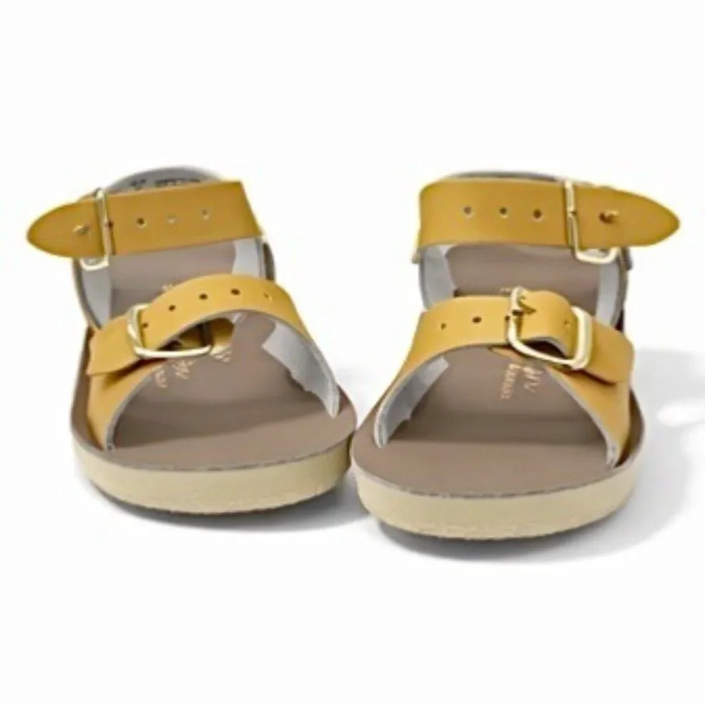 Salt Water Sun-San Surfer Leather Sandals Water Friendly Mustard Toddler Girls 5